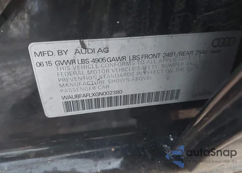 2016 Audi A4 2.0T Premium from USA, damaged, VIN WAUBFAFLXGN002380